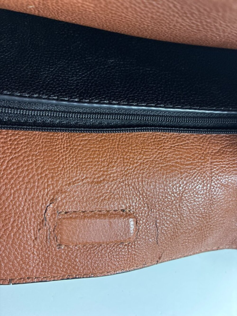 Calvin Klein Large Leather Tote Bag Black Brown Colorblock Shoulder Bag 17” - Picture 11 of 13